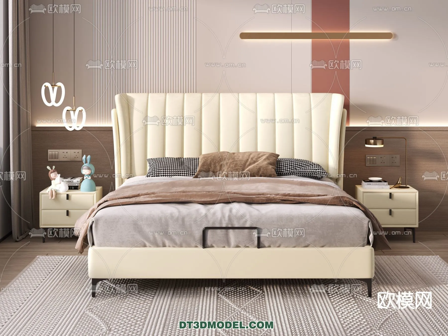 FURNITURE - BED - 3D Model For Interior Design - 2238