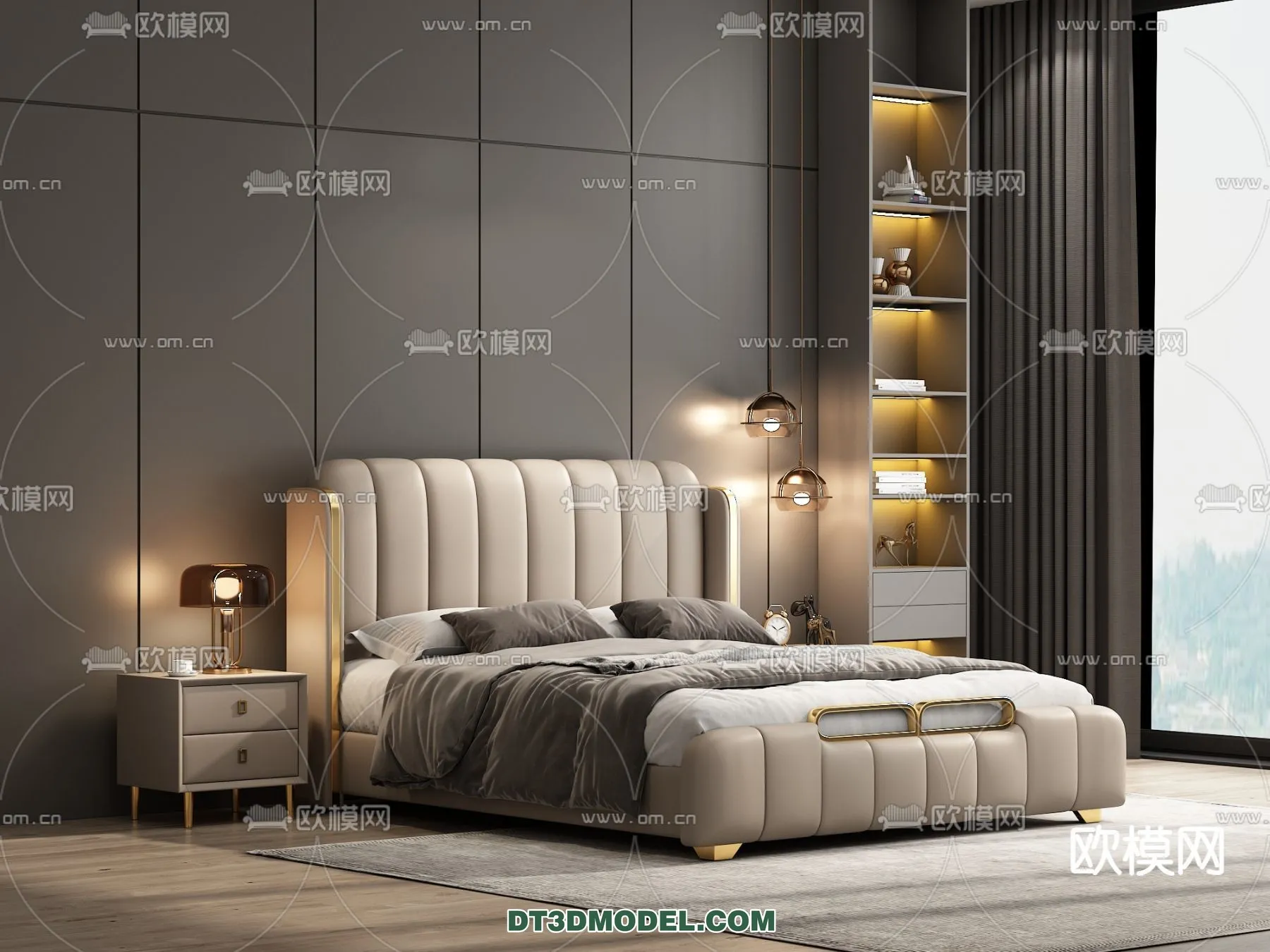 FURNITURE - BED - 3D Model For Interior Design - 2241