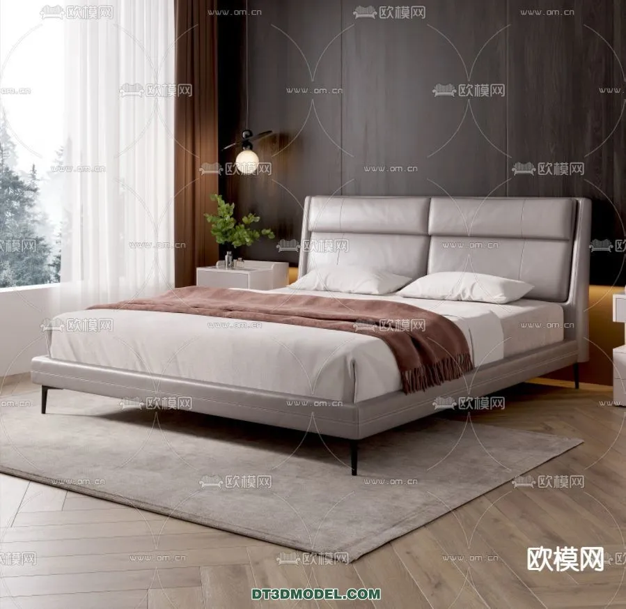 FURNITURE - BED - 3D Model For Interior Design - 2242
