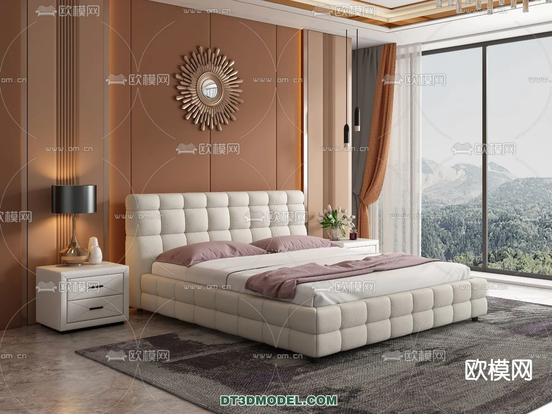 FURNITURE - BED - 3D Model For Interior Design - 2248