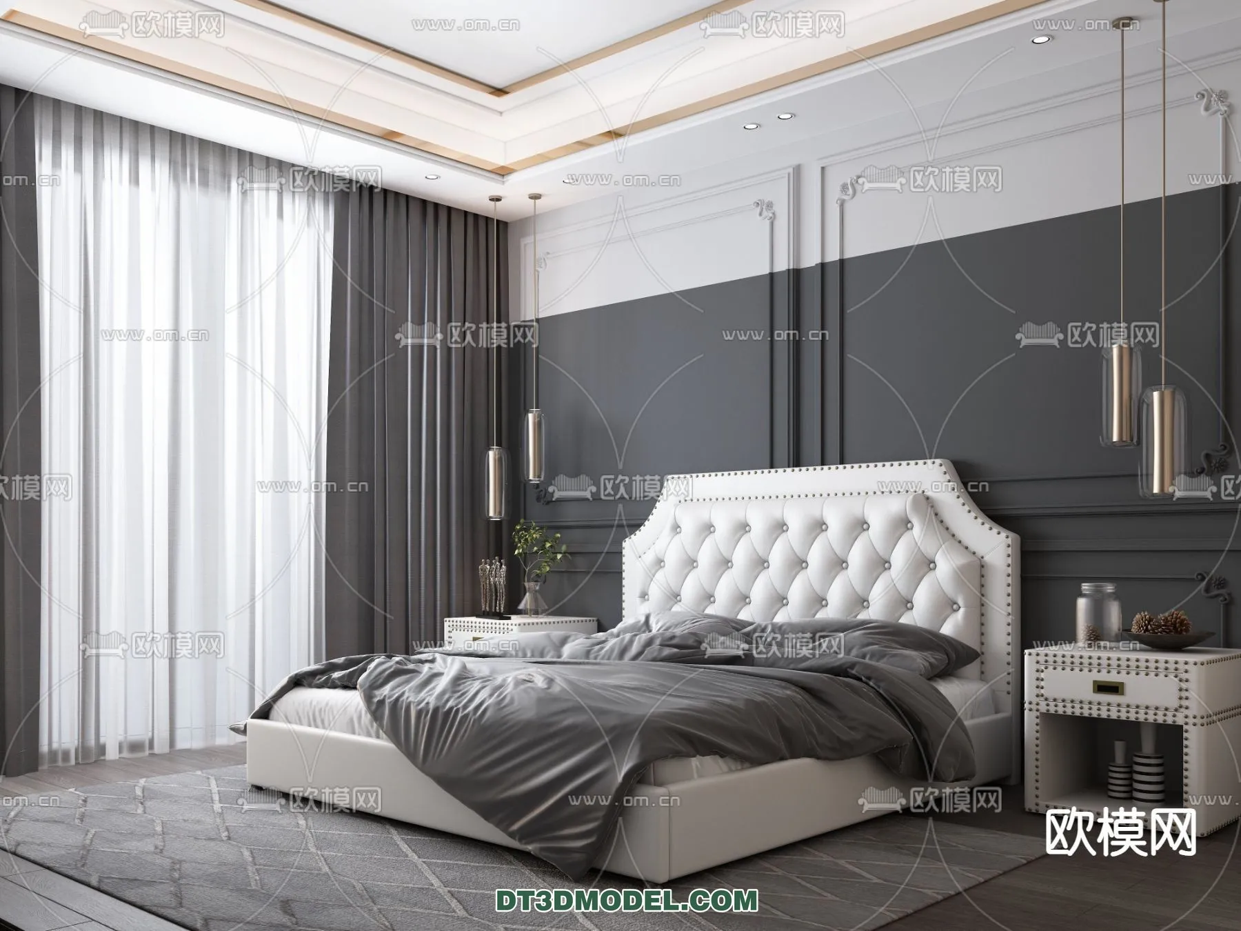 FURNITURE - BED - 3D Model For Interior Design - 2251