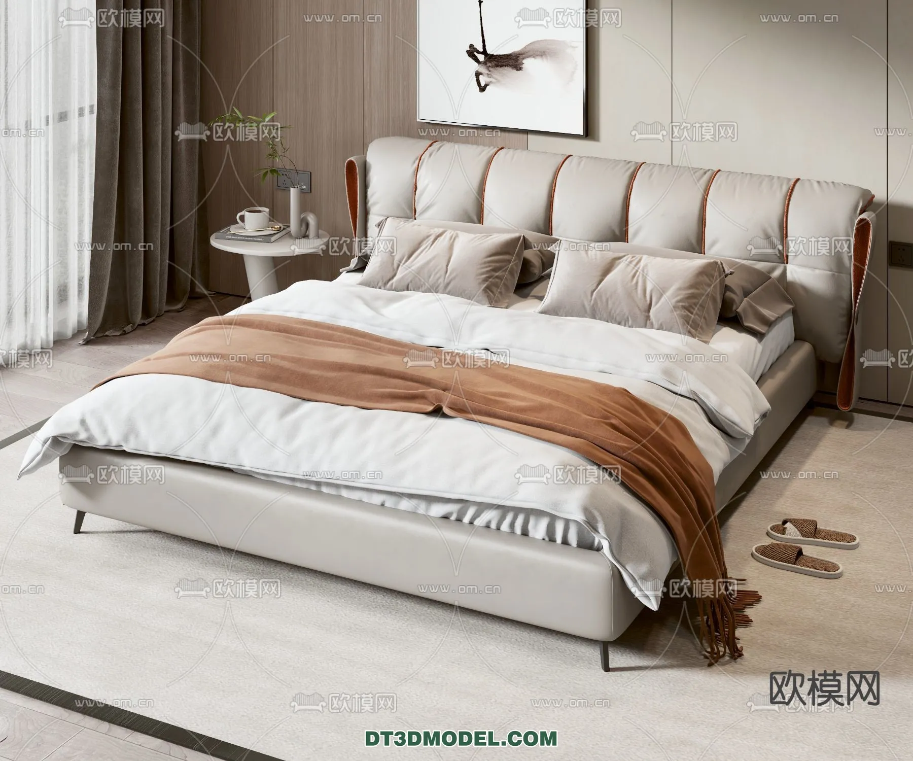 FURNITURE - BED - 3D Model For Interior Design - 2254
