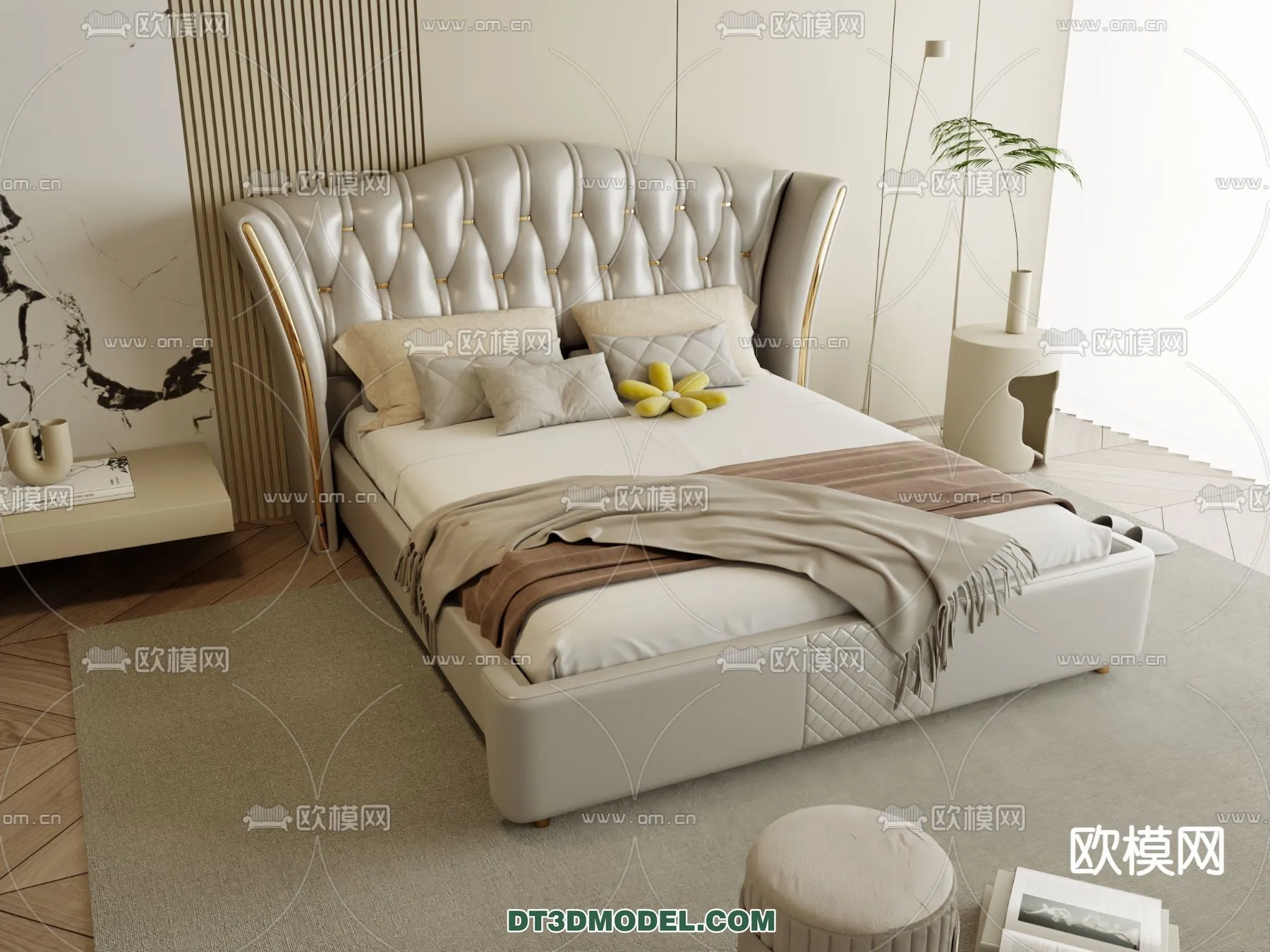 FURNITURE - BED - 3D Model For Interior Design - 2255