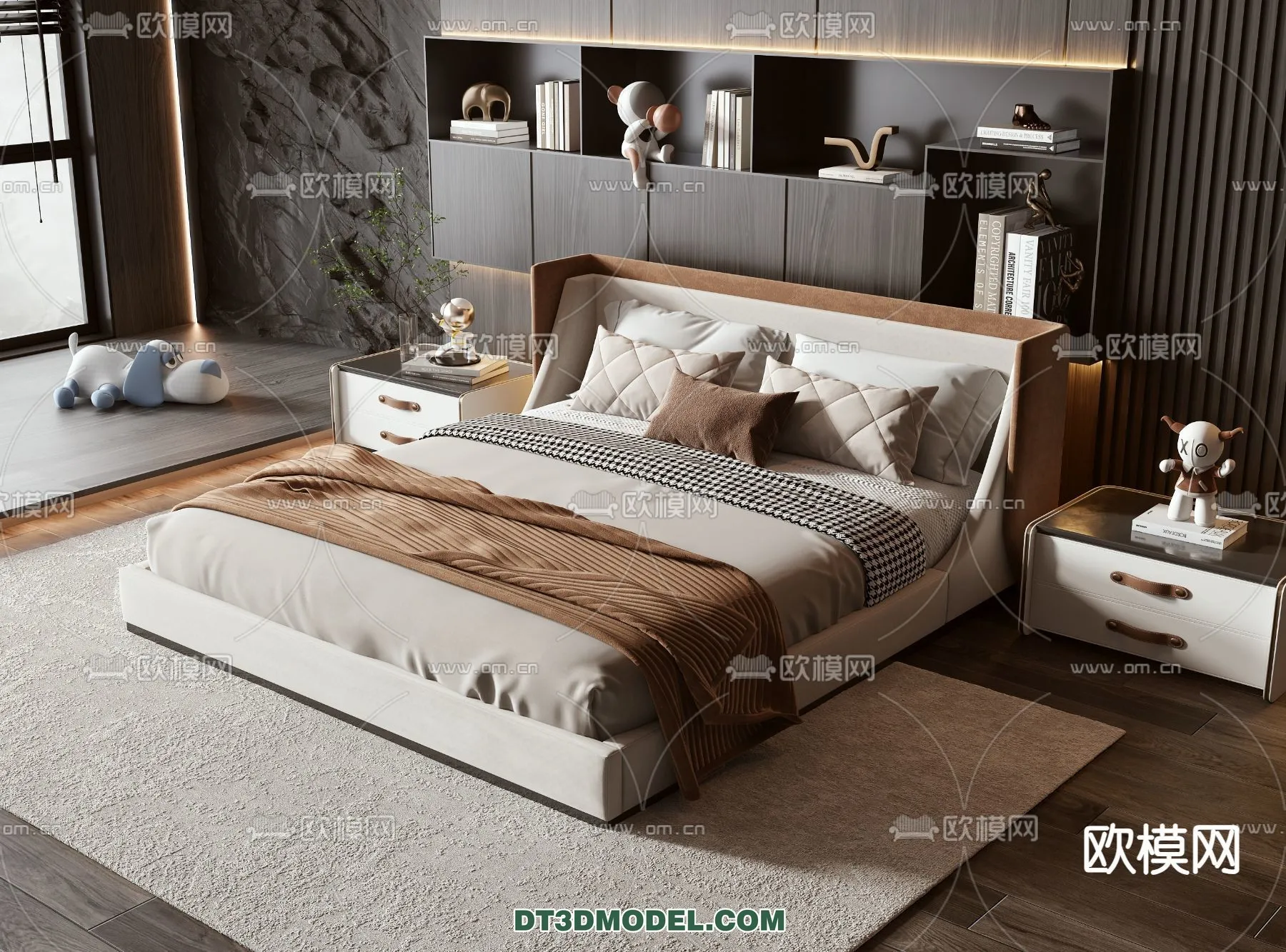 FURNITURE - BED - 3D Model For Interior Design - 2256
