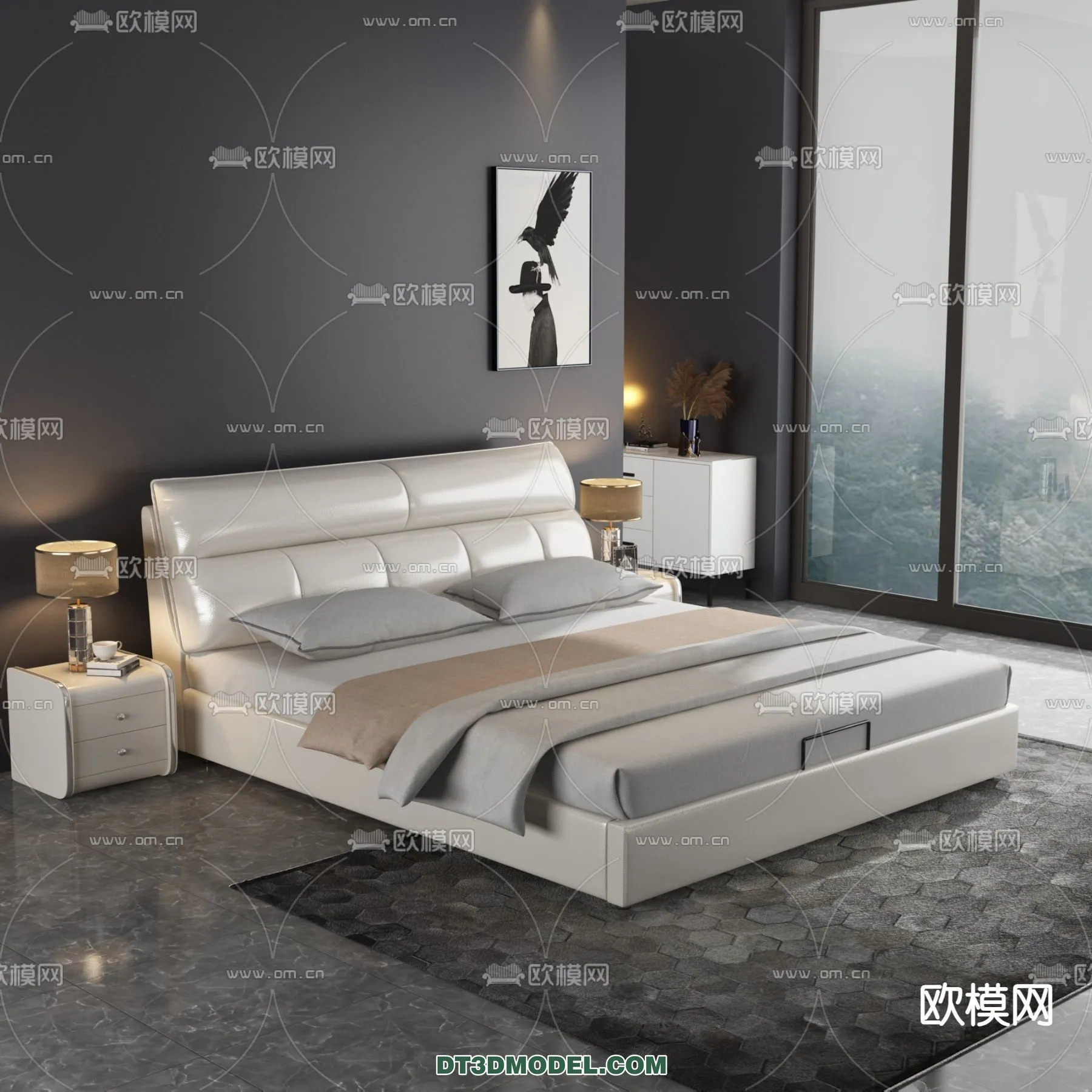 FURNITURE - BED - 3D Model For Interior Design - 2261