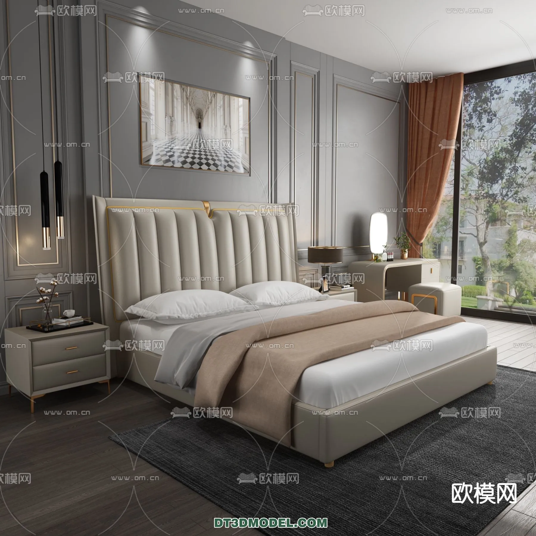 FURNITURE - BED - 3D Model For Interior Design - 2262
