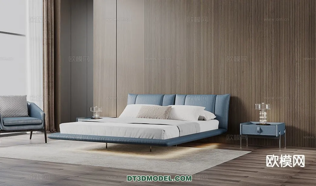 FURNITURE - BED - 3D Model For Interior Design - 2266