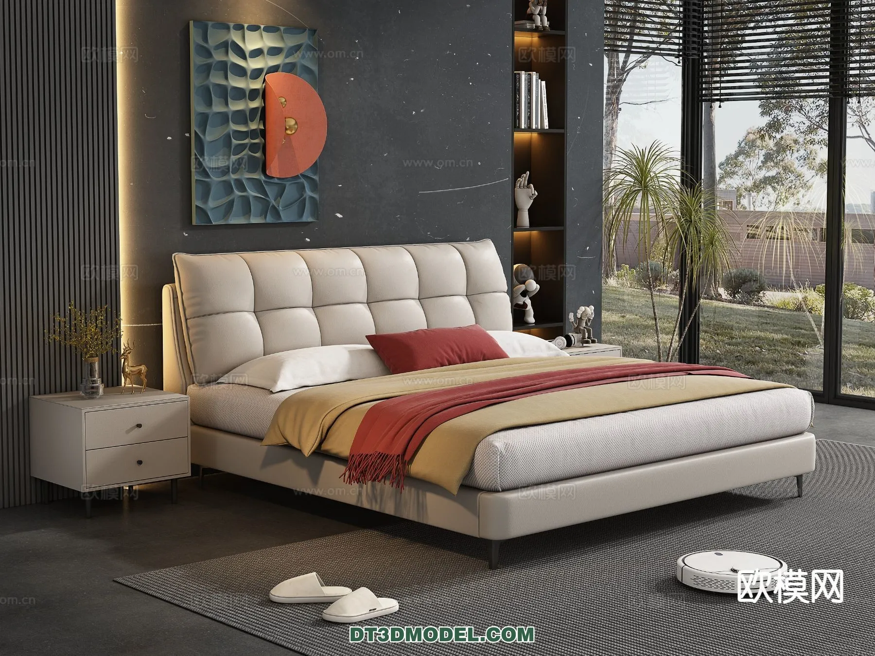 FURNITURE - BED - 3D Model For Interior Design - 2269