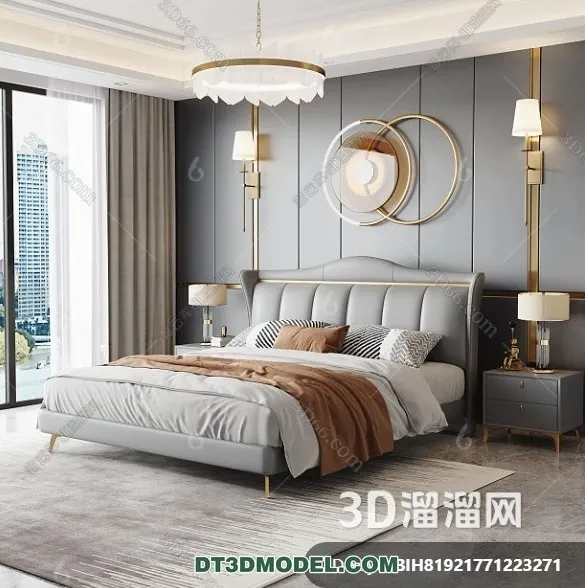FURNITURE - BED - 3D Model For Interior Design - 2280