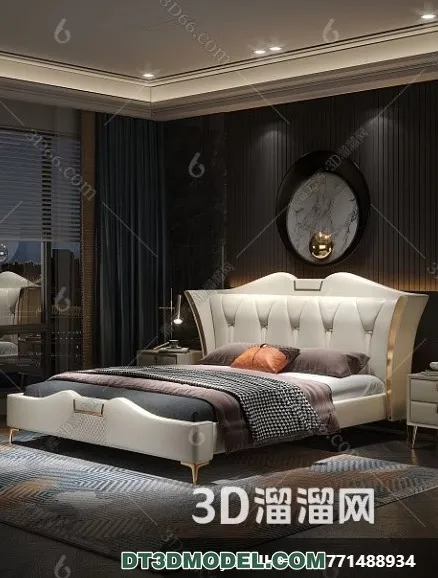 FURNITURE - BED - 3D Model For Interior Design - 2282