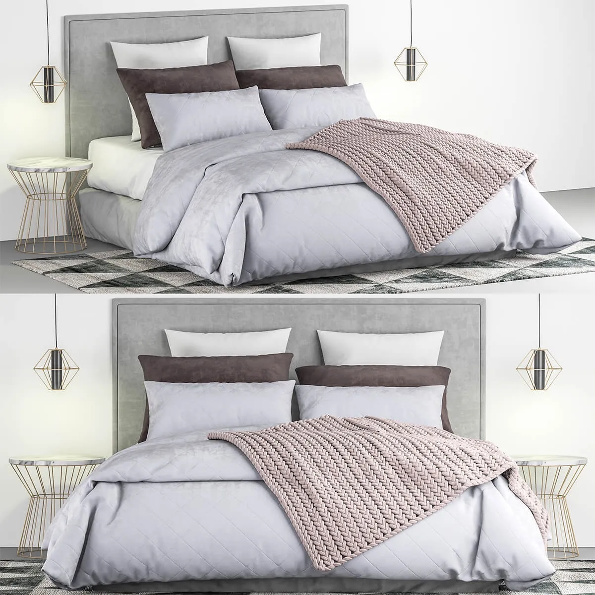 furniture - Bed and bed sheet set 1 3D Model