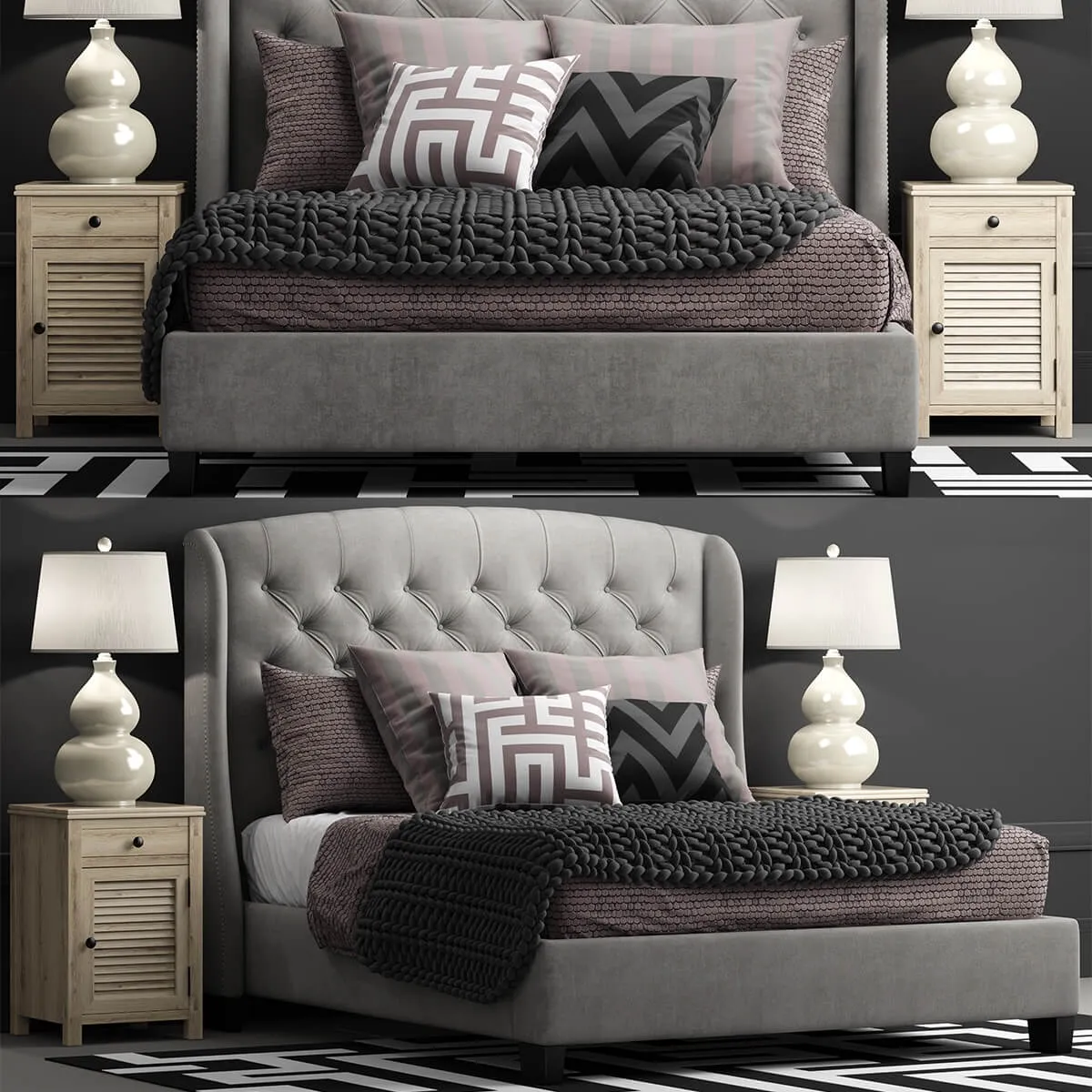 furniture - Bed Arched Queen 3D Model