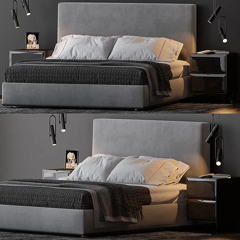 furniture - Bed by Minotti 9158 3D Model