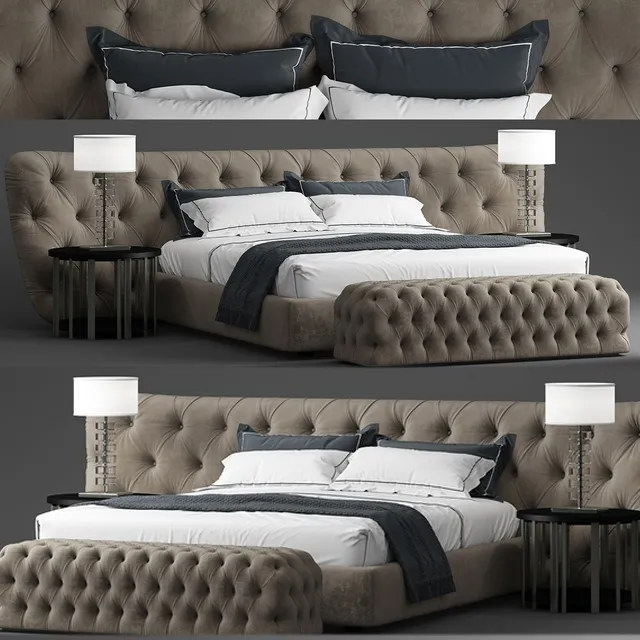 furniture - Bed Casamilano Royale Capitone 3D Model