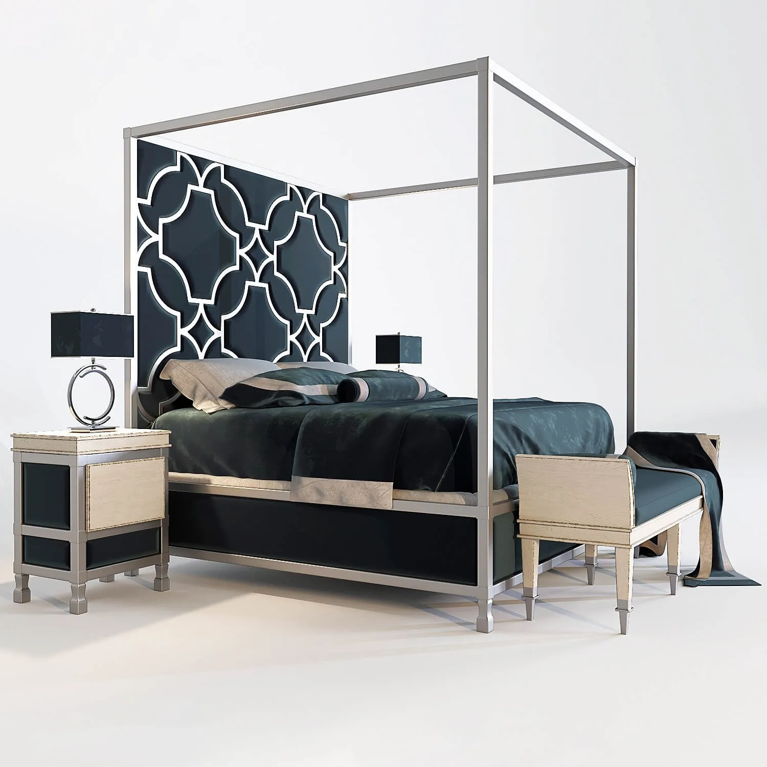 furniture - Bed collection Domaine Blanc 3D Model