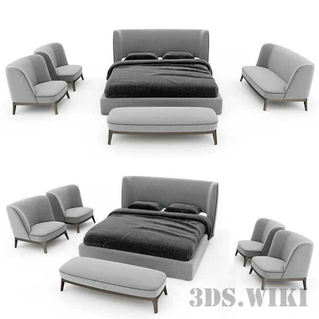 furniture - Bed Estetica Marselle 3D Model