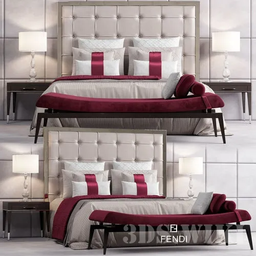furniture - Bed FENDI CASA SAVILE 3D Model