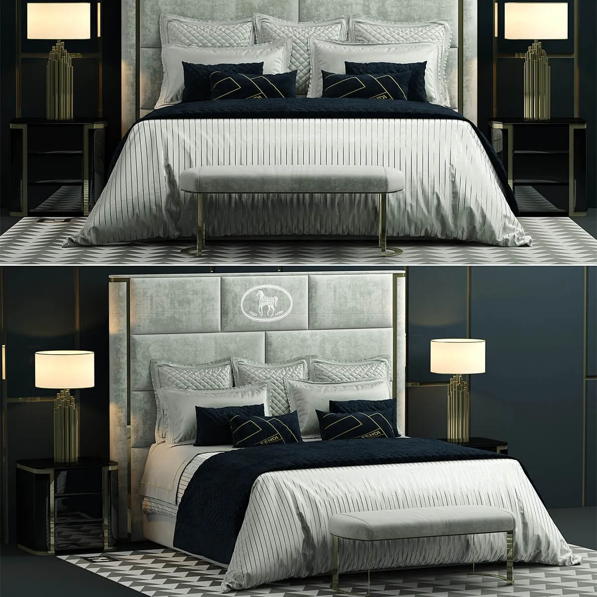 furniture - Bed Fendi Montgomery 3D Model