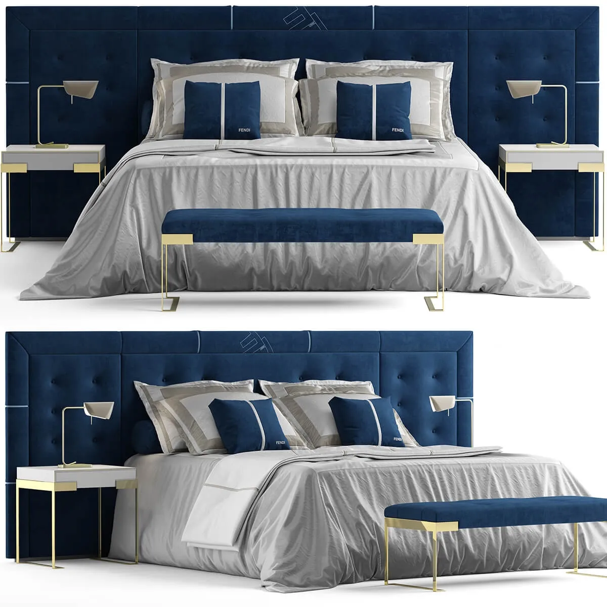 furniture - Bed Fendi pincio 3D Model