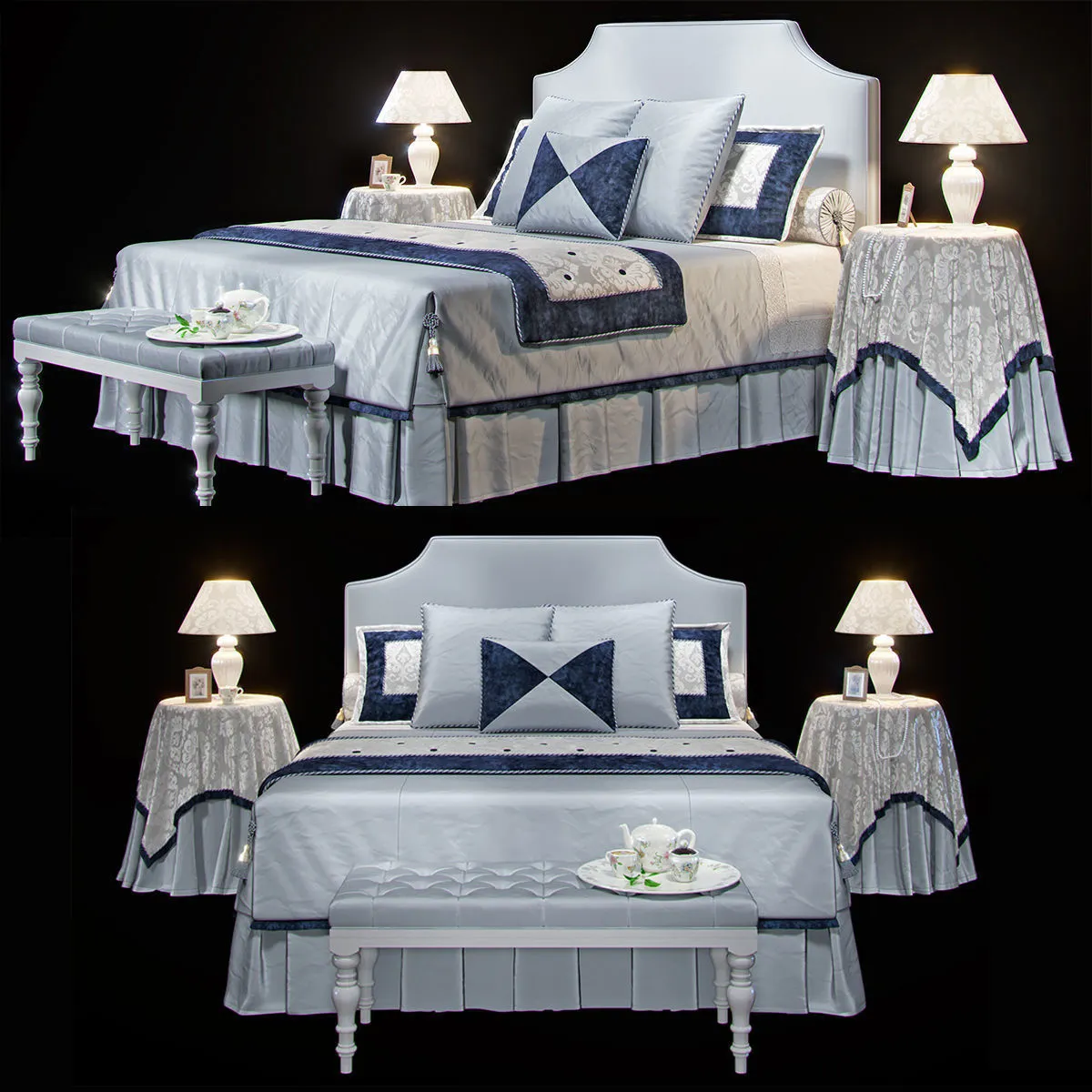 furniture - Bed from Avalon collection 4 3D Model