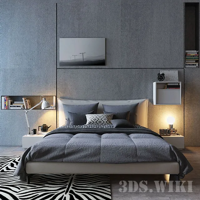 furniture - Bed in textile upholstery ALF Francis 3D Model