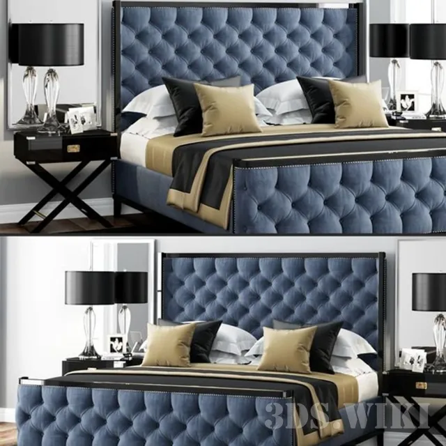 furniture - Bed LuXeo USA Kensington Queen Tufted 3D Model