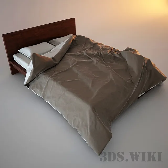 furniture - Bed MALM with linen 3D Model