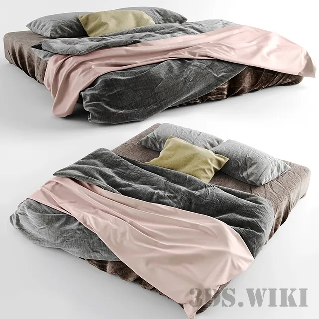 furniture - Bed - mattress with linens 3D Model