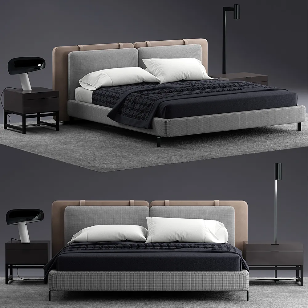 furniture - Bed Minotti Tatlin soft 3D Model