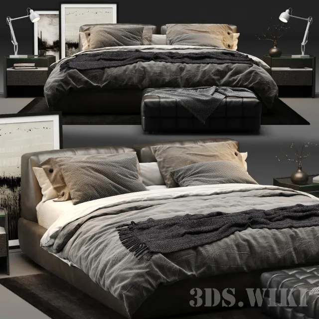 furniture - Bed Poliform Bolton 3D Model
