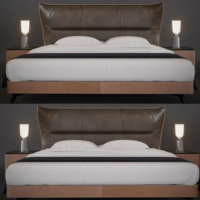 furniture - Bed Poltrona Frau Mamy  Blue 3D Model