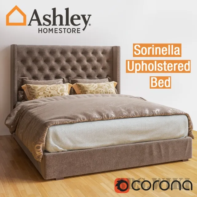 furniture - Bed Queen Ashley Sorinella 3D Model