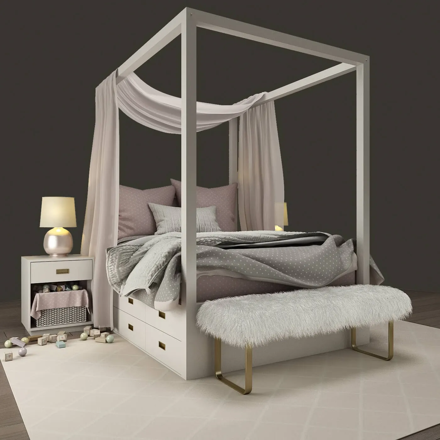 furniture - Bed Restoration Hardware Avalon 3D Model
