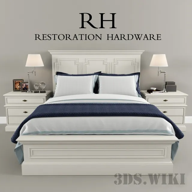 furniture - Bed Restoration Hardware Panel Montpellier 3D Model