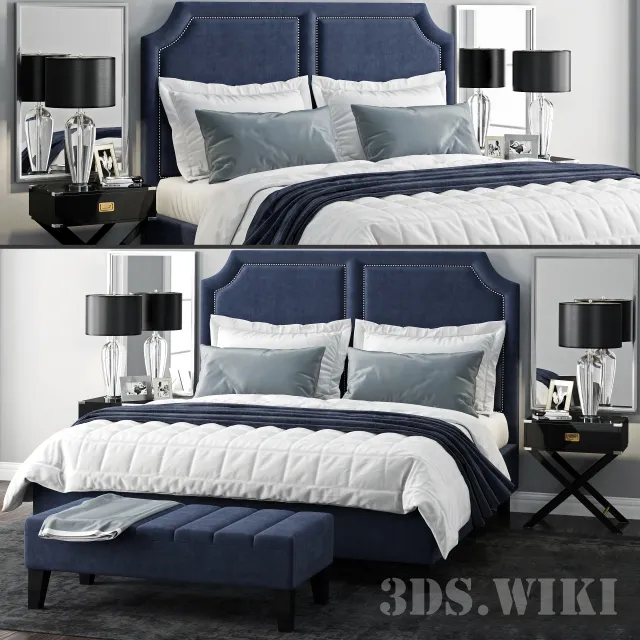 furniture - Bed Sanibel Queen Upholstered 3D Model