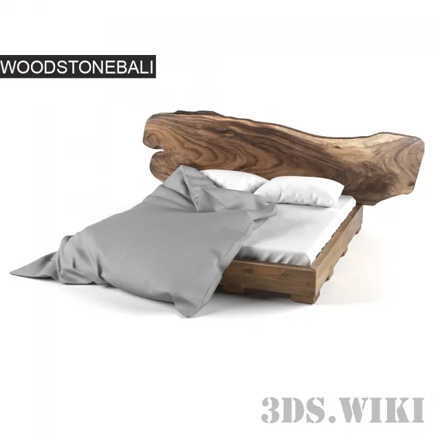 furniture - Bed SUAR by WOODSTONEBALI 3D Model