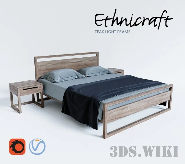 furniture - Bed Teak Light Frame Collection by Ethnicraft 3D Model
