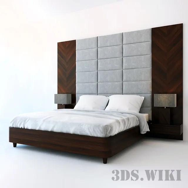 furniture - Bed "Tokyo" with square patterns 3D Model