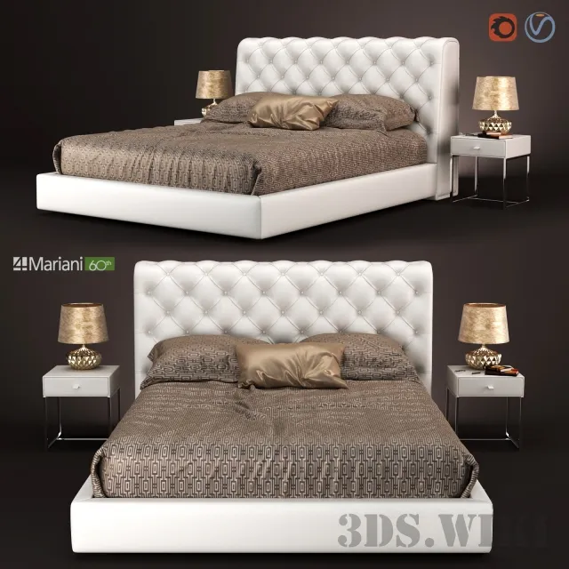 furniture - Bed TUDOR ivory i4 Mariani 3D Model