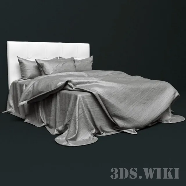 furniture - Bed + wild silk bedding 3D Model