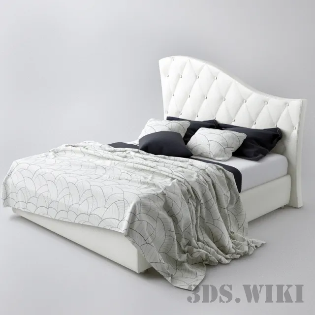 furniture - Bed with a beautiful headboard 3D Model