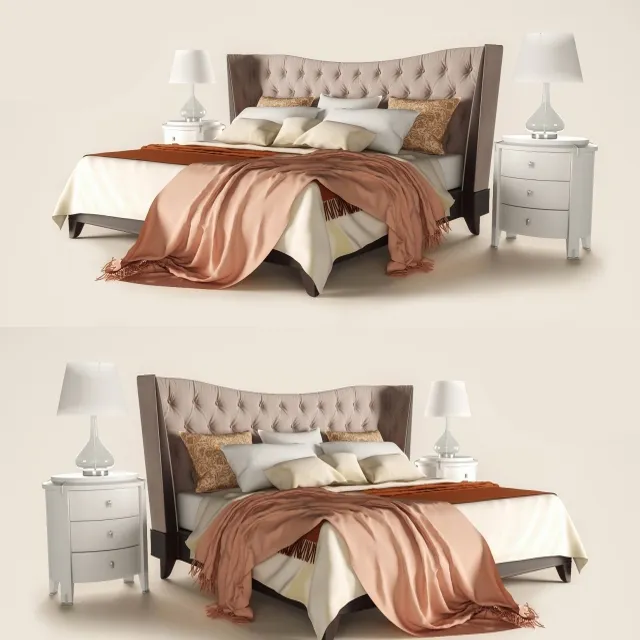 furniture - Bed with bedside tables Fratelli Barri Mestre 3D Model