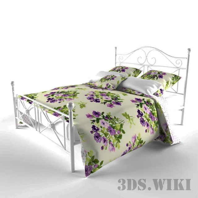 furniture - Bed with metal frame 3D Model