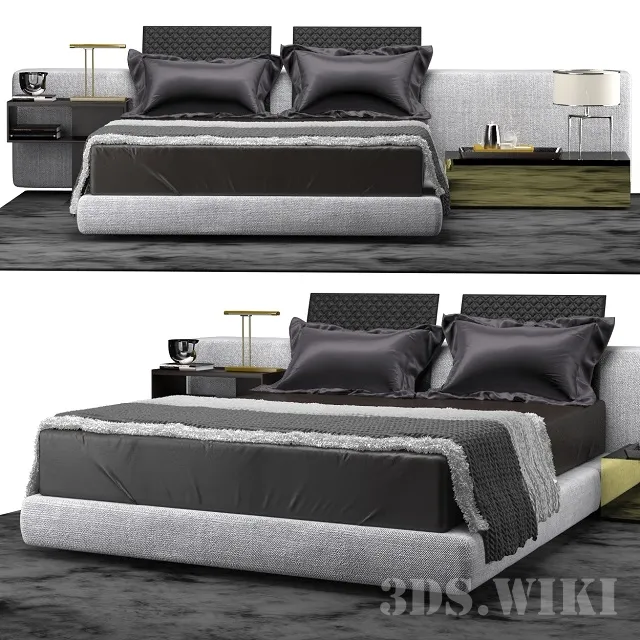 furniture - Bed YANG By Minotti 3D Model