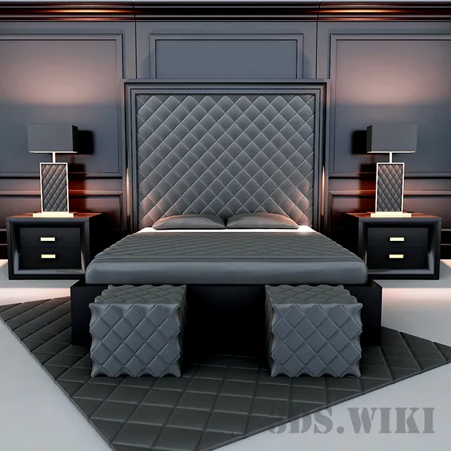 furniture - Bedroom in a strict classic style 3D Model