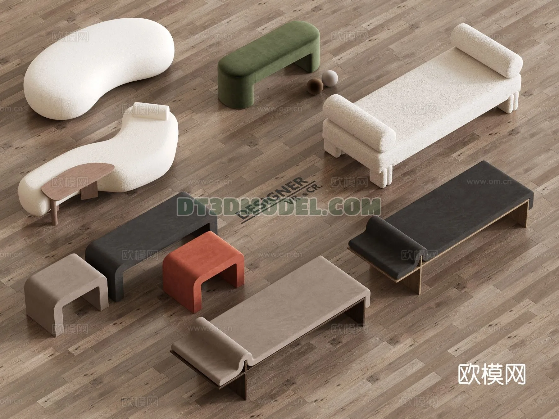 FURNITURE - BEDSIDE TABLE - 3D Model For Interior Design - 2082