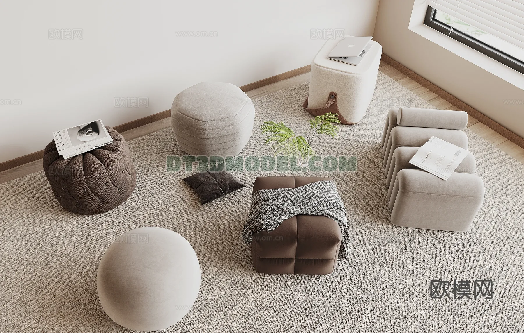 FURNITURE - BEDSIDE TABLE - 3D Model For Interior Design - 2083