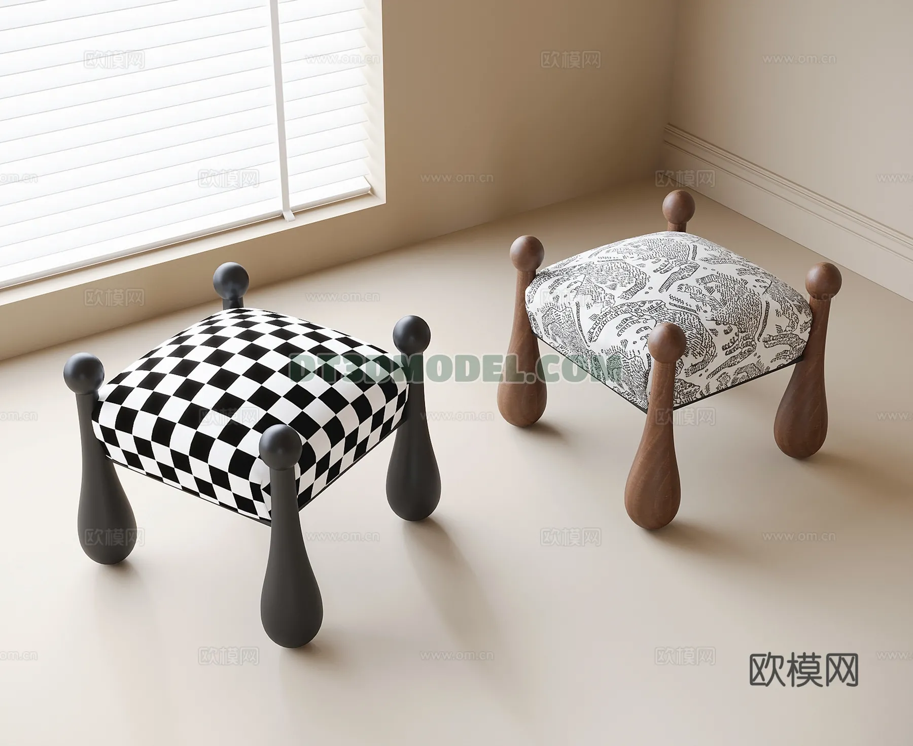 FURNITURE - BEDSIDE TABLE - 3D Model For Interior Design - 2085