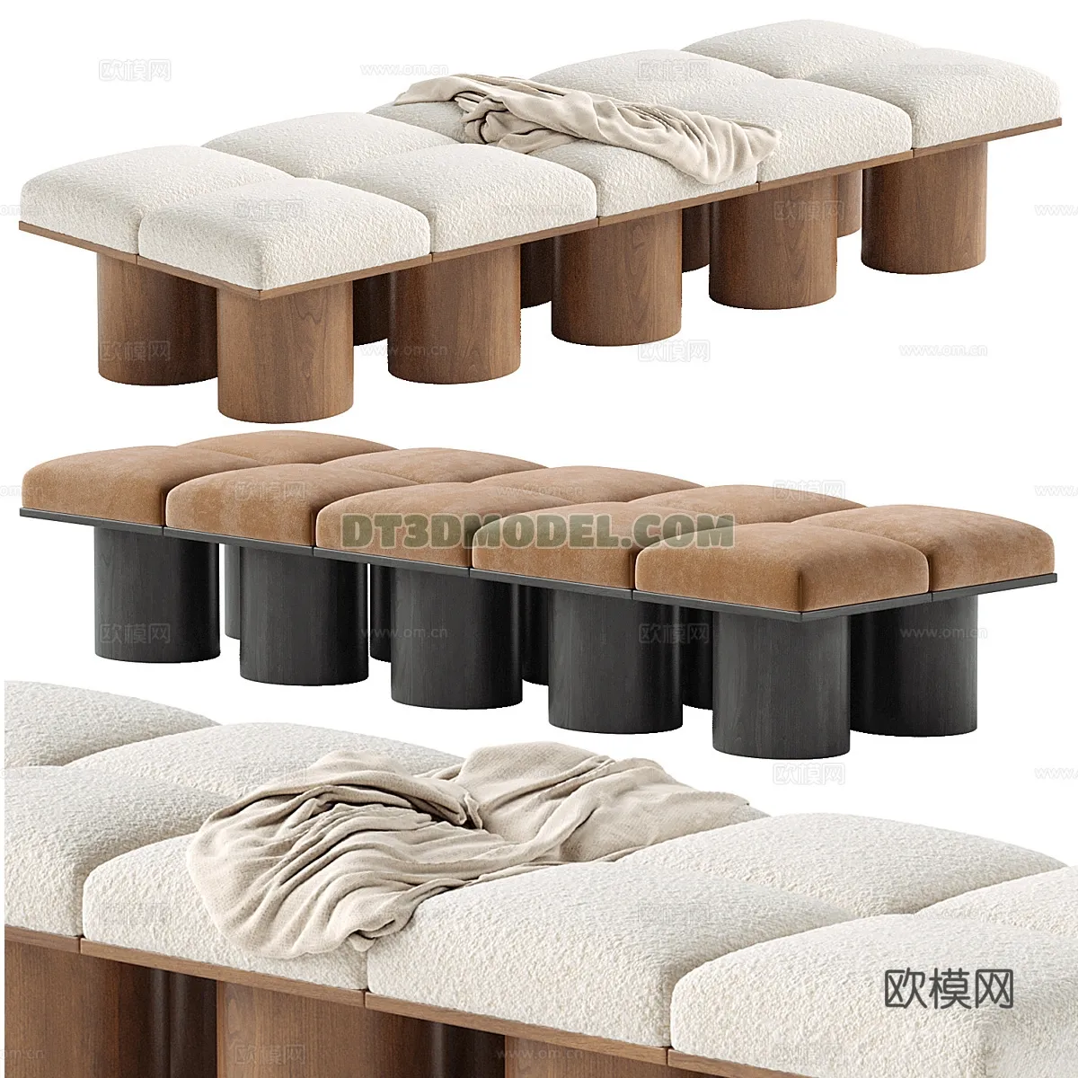 FURNITURE - BEDSIDE TABLE - 3D Model For Interior Design - 2092