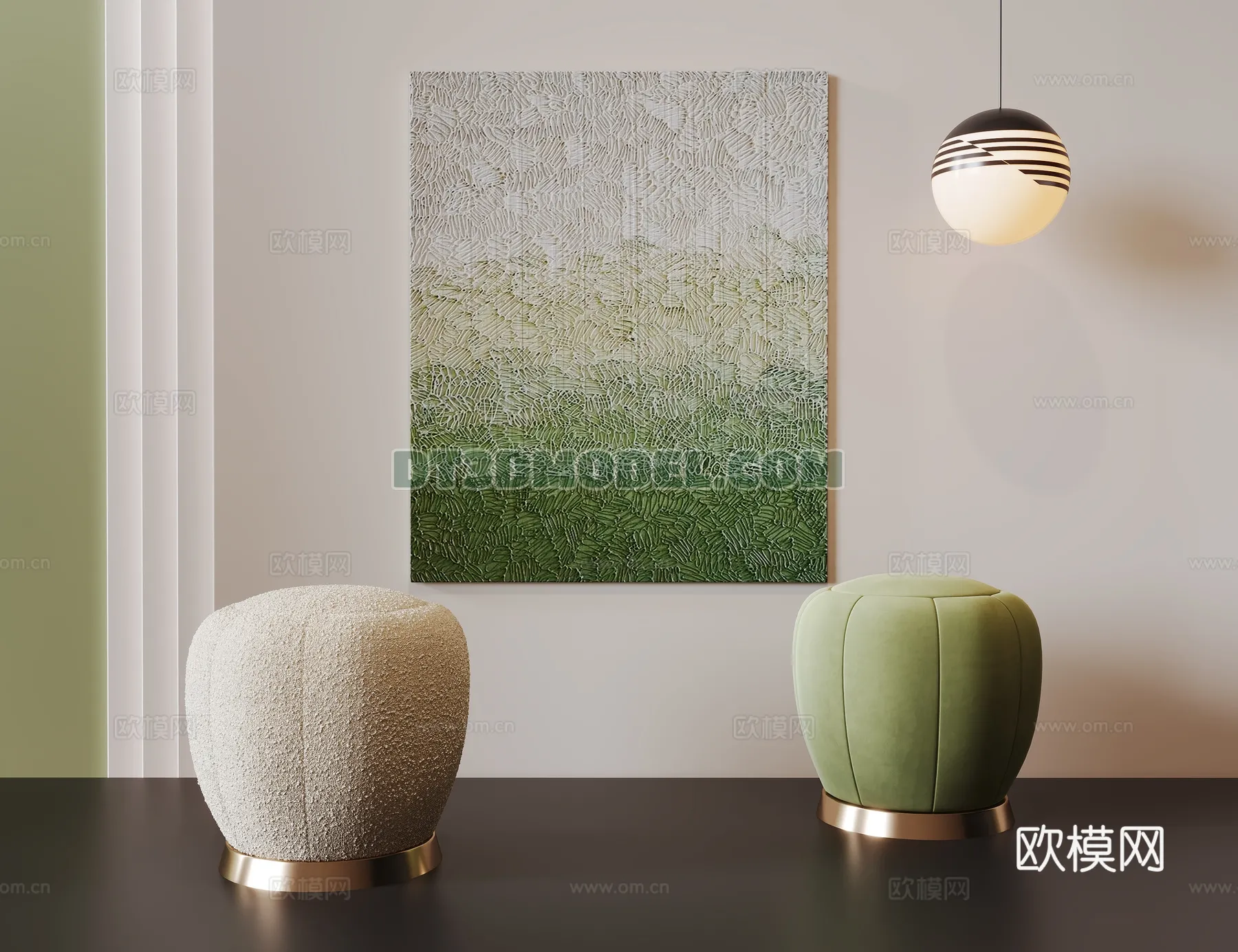 FURNITURE - BEDSIDE TABLE - 3D Model For Interior Design - 2093